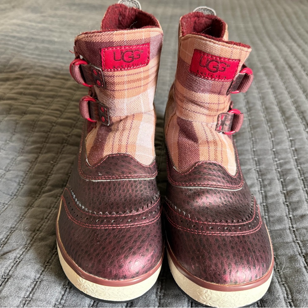 UGG Maroon and Checkered Winter Boots